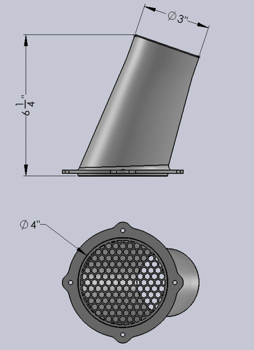 3D Printed 4" Nose Mount Brake Duct - Hex Screen